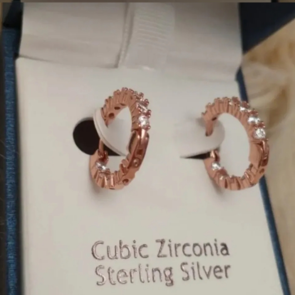Rose gold Silver earrings Cubic zirconia